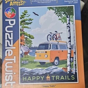 "Happy Trails" Orange Camper Van Puzzle